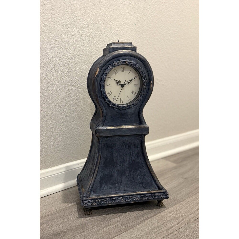 VTG Swedish Mora Style Miniature Table Clock Hand Paint Folk Art 18” X10” X6.5”